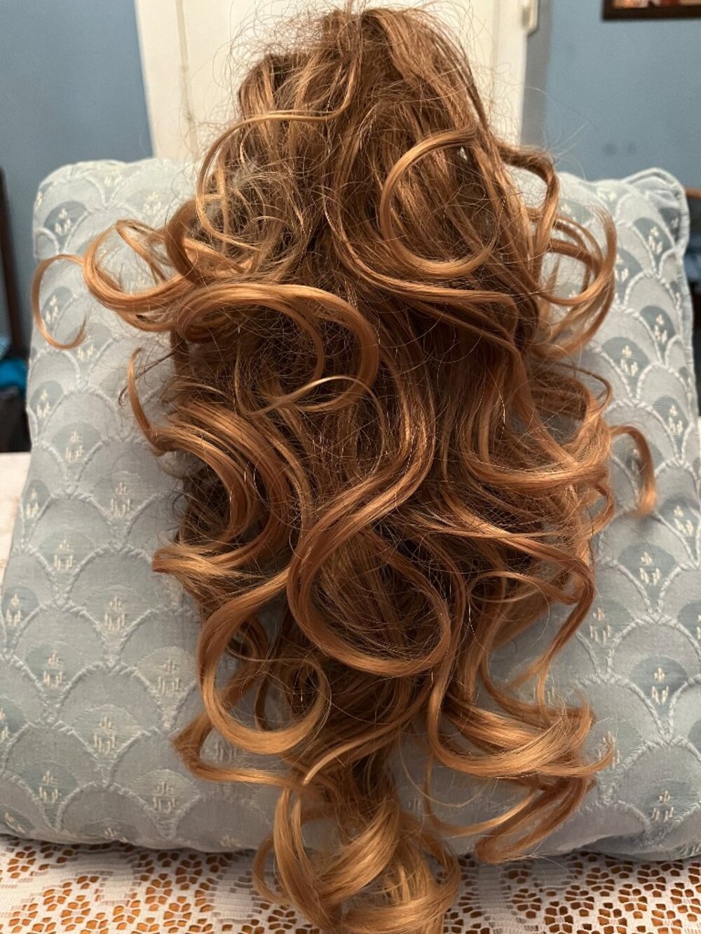 Highlight Chestut Brown Curly Ponytail Hair Extension